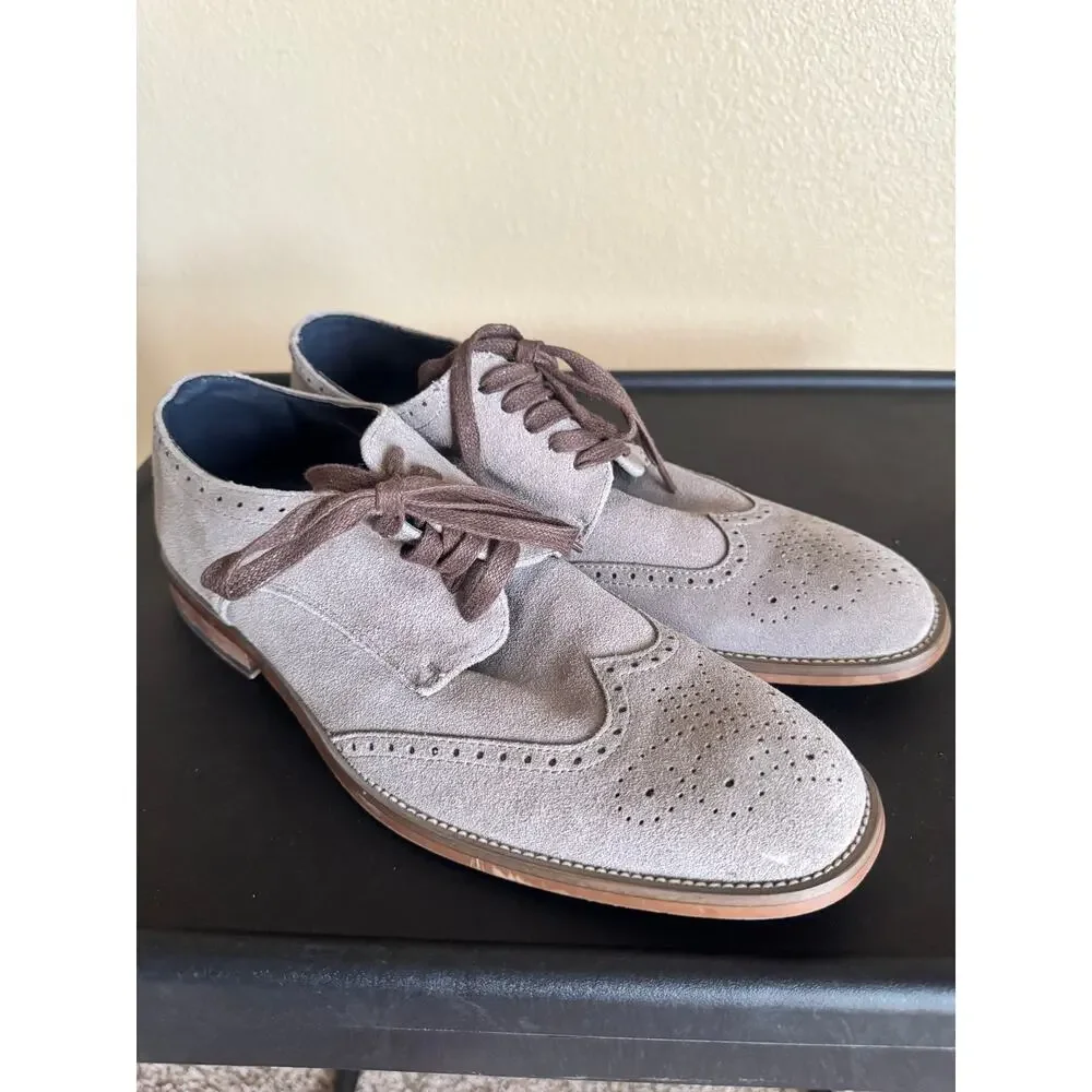 Joseph Abboud Suede Wingtip Oxford Dress Shoes Gray Leather Men’s Size 9.5